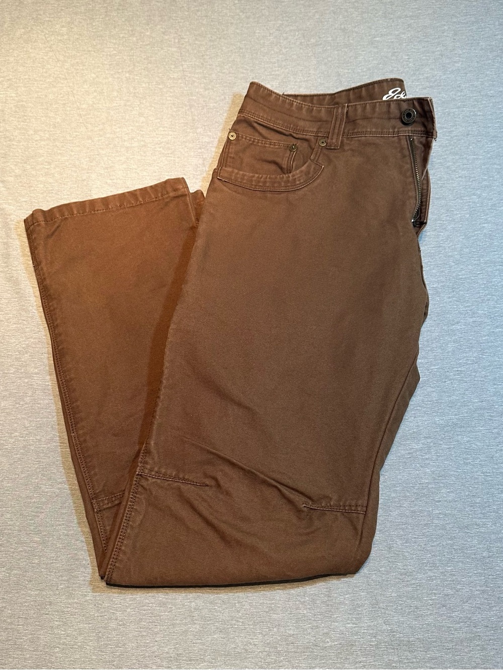 Eddie Bauer Double-Knee Workwear Utility Pants in a Durable Brown Duck Canvas - Picture 5 of 6
